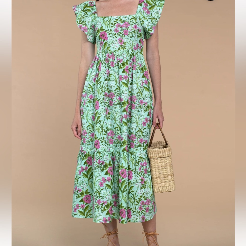 EUC Olivia James the Label Brooke dress in Bouquet Tods Honeydew, size XS